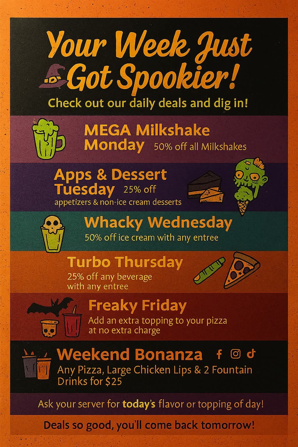 specials poster for October